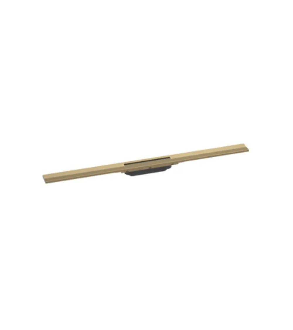Duschrinne mit gerader Form in gebürstetem Bronze-Finish. Hergestellt für die Verwendung in Duschen, von Hansgrohe. Ideal zur Abführung von Wasser.